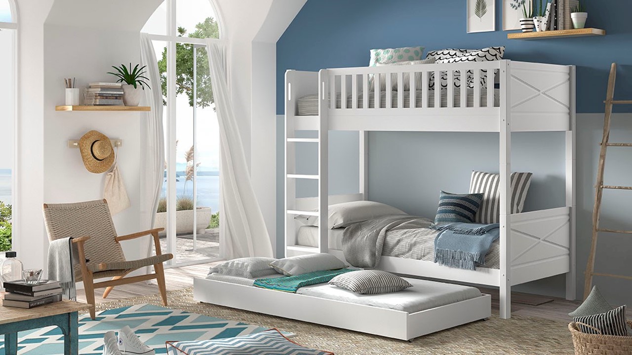 Stapelbed Scott met slaaplade wit