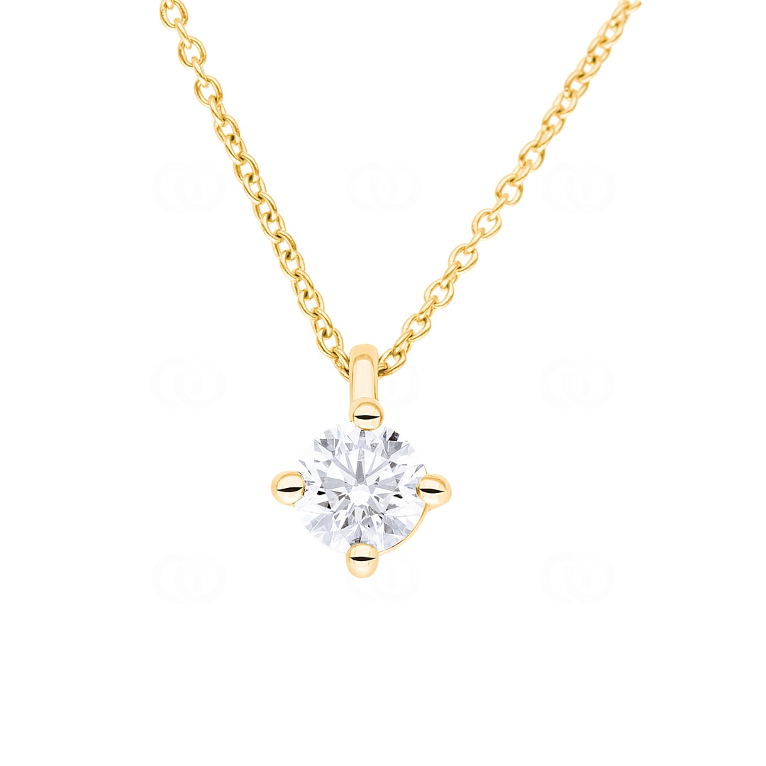 Collier mit Anhänger 750/18 K Gelbgold mit GIA-Diamant 0.70 ct H/si in 4-Griff