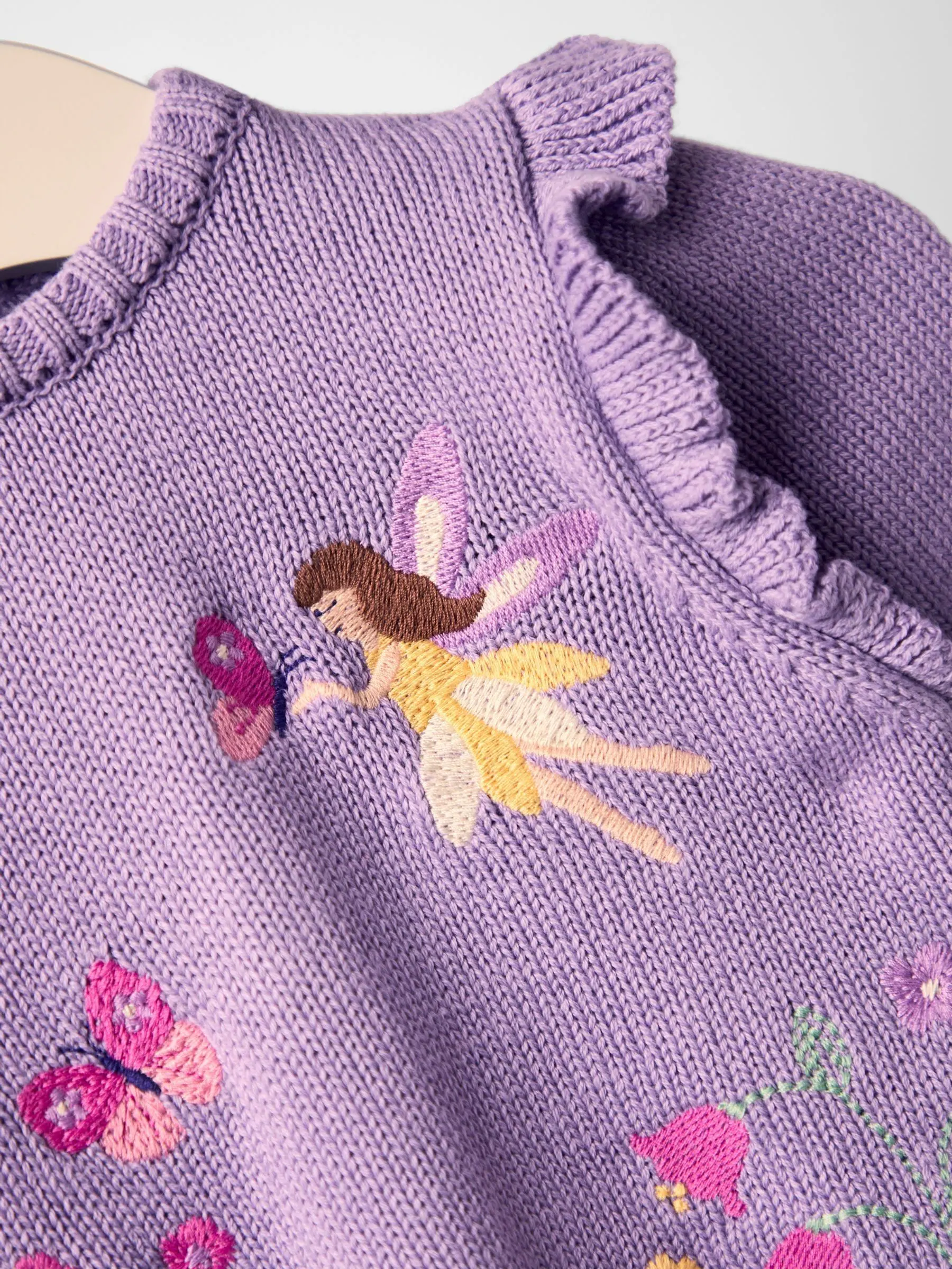 JoJo Maman Bébé Embroidered Frill Knitted Dress