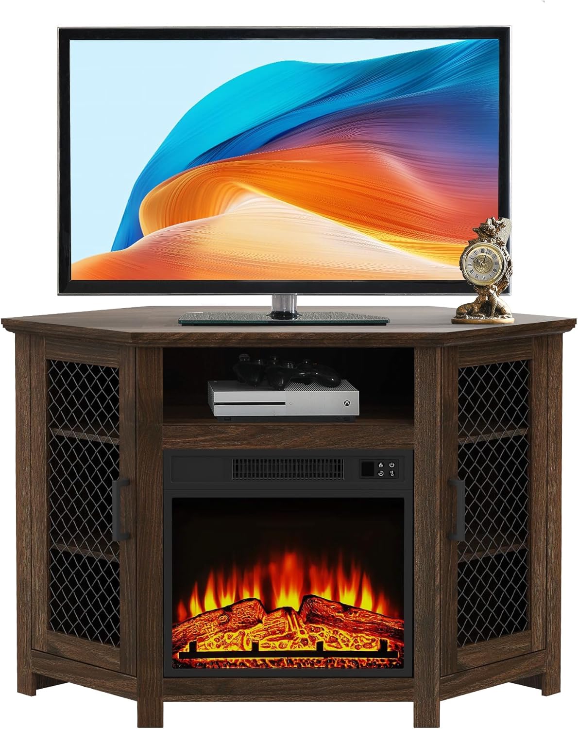 Parrot Uncle TV-Schrank für Fernseher bis 55 Zoll, MDF, Braun, mit 18