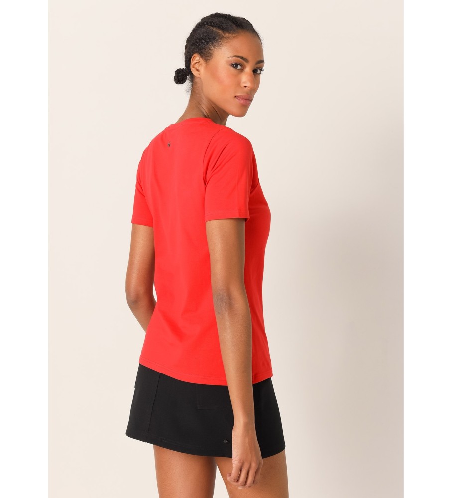Victorio & Lucchino, camiseta de manga curta V&L com laço vermelho cravejado de joias