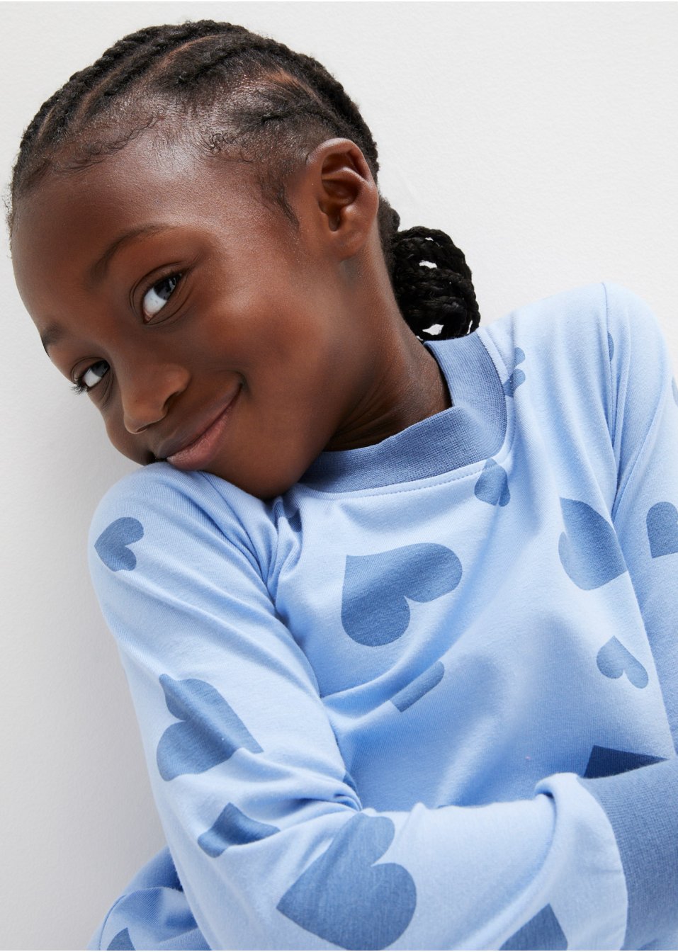 Robe en jersey fille avec imprimé petits cœurs