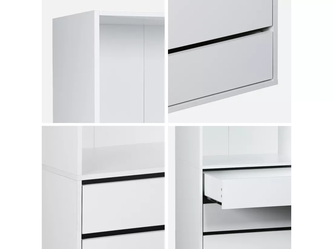 Module dressing avec 5 tiroirs et 2 étagères. blanc. panneaux stratifiés