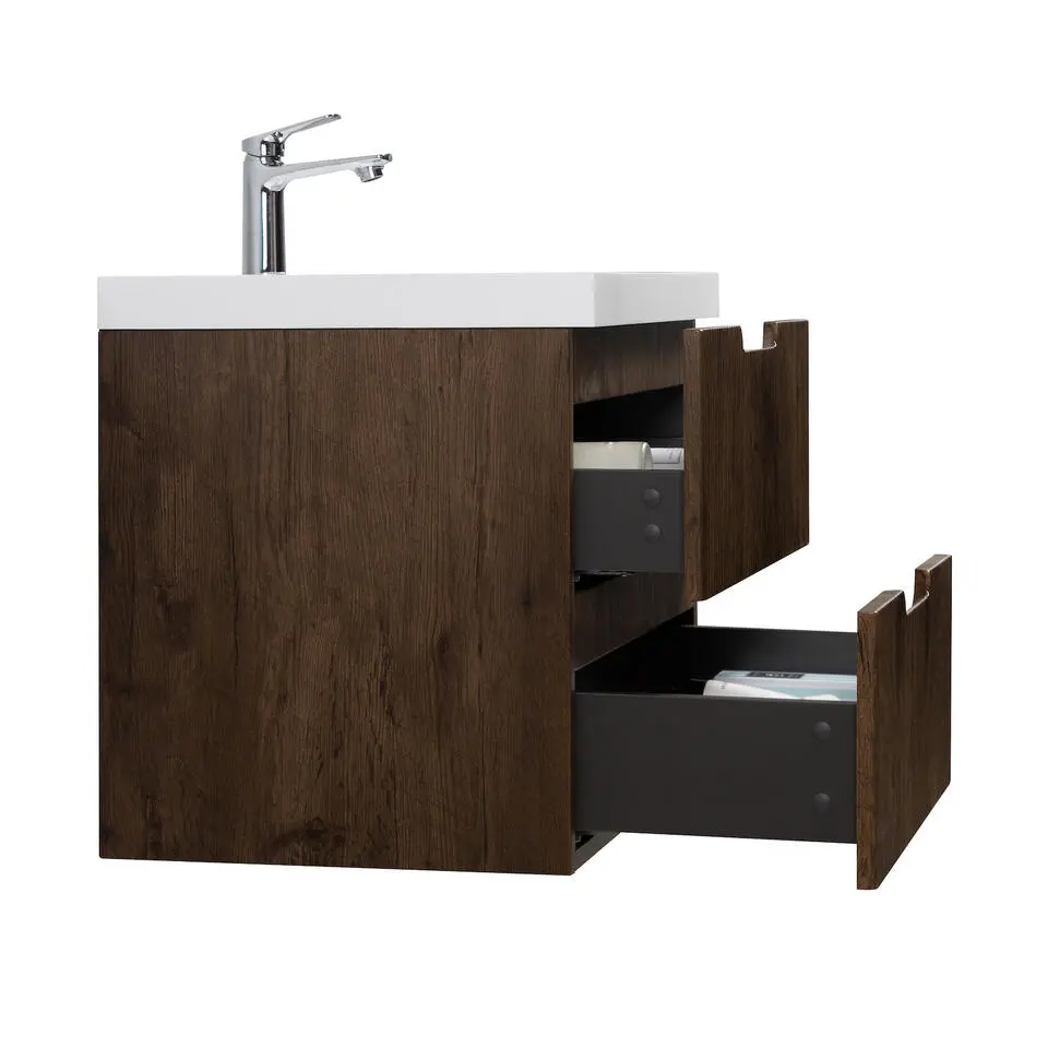 Badplaats Badkamermeubel Set Thermis 100cm - Walnoot Bruin - Badmeubel met