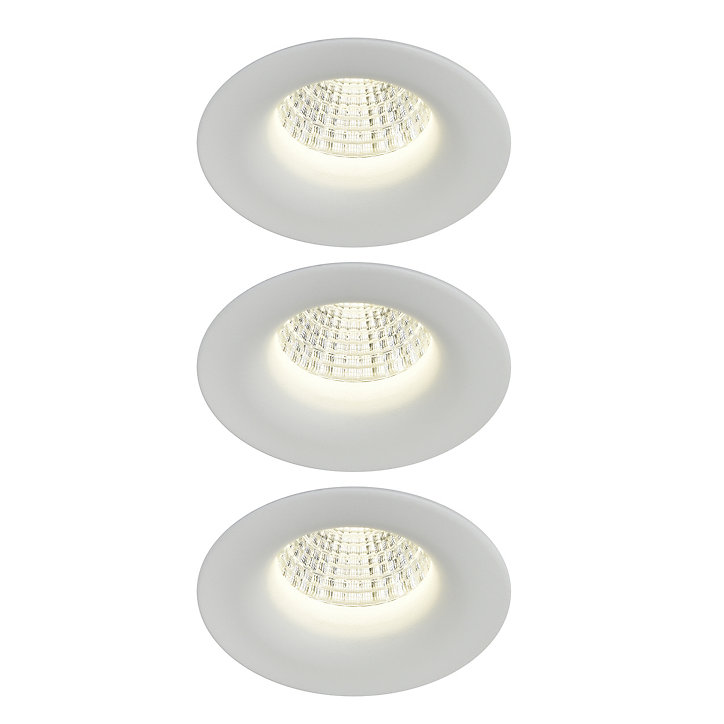 3 spots encastrables Hobson LED intégrée blanc neutre IP20 dimmable 450lm 6.1W Ø8.8xH.5.3cm blanc GoodHome