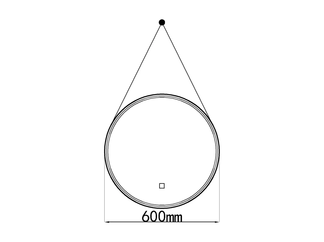 LuxuryBain- Miroir de salle de bain LED 60x60cm rond à luminosité variable suspendu noir- LB-356060B-60-60