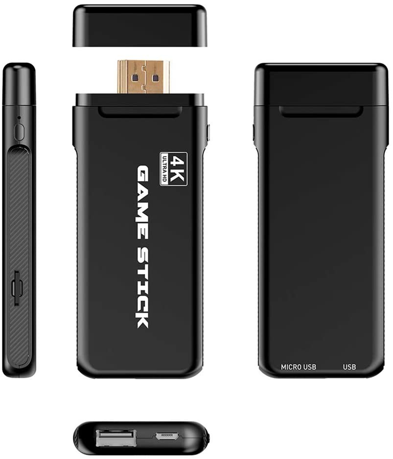Ultra HD 4K Video Spiel Konsole mit 2 Kabellosen 2.4GHz Game Controllern mit 64GB Speicher (bis zu 10000 Spiele) - Schwarz