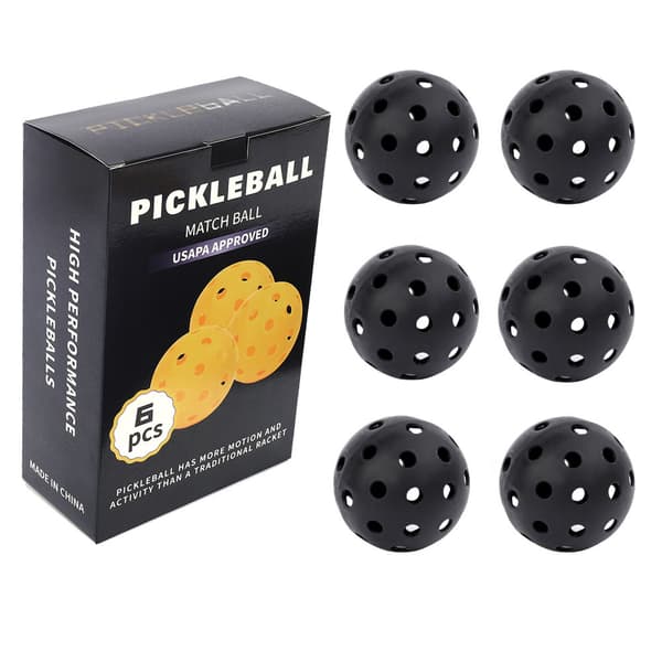 INF Pickleballballer - sett med 6 stk., 40-hulls pickleballer 74 mm