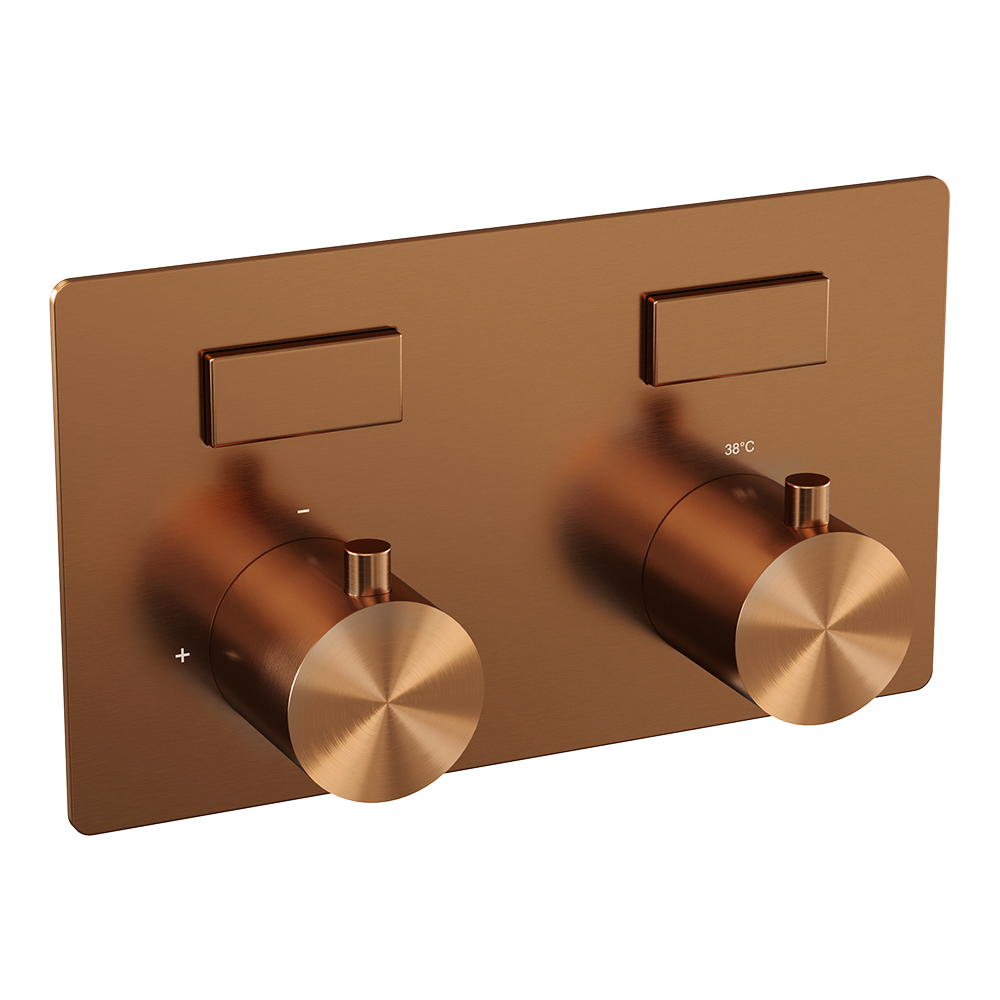 Brauer Copper Edition thermostatische inbouw badkraan met badvulcombinatie en 3 standen handdouche set 4 koper geborsteld PVD