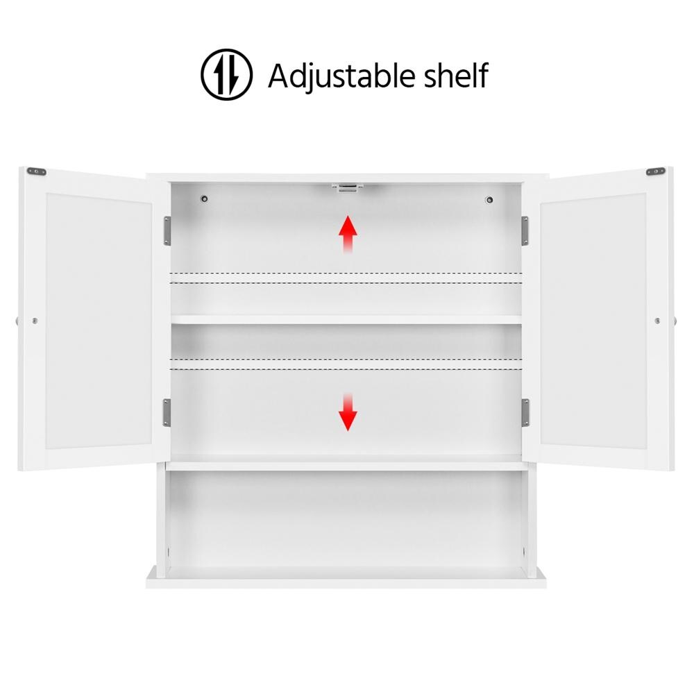 Yaheetech Spiegelschrank, Badschrank, Hängeschrank mit Spiegeltür, Badezimmerspiegel mit Ablagen, 56cmx13cmx58cm, Weiß