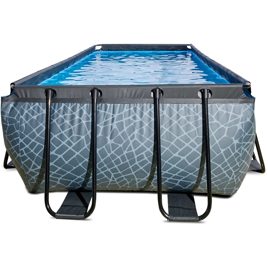 EXIT Stone Pool 540x250x122cm mit Abdeckung und Sandfilterpumpe, grau