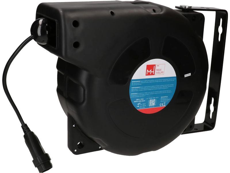 Max Hauri Kabelrolle 20 m, Schwarz Automatische Kabelrolle