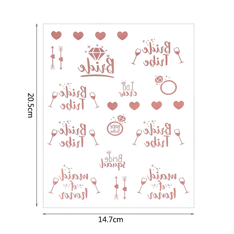 (69-tlg. Set) Gesichts- und Körper Aufkleber Junggesellinnenabschied Temporary Tattoo Haut Sticker - Roségold