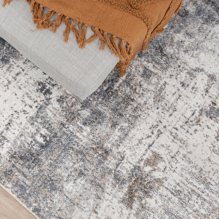 Wasbaar abstract vloerkleed - Misha Grunge Creme/Grijs