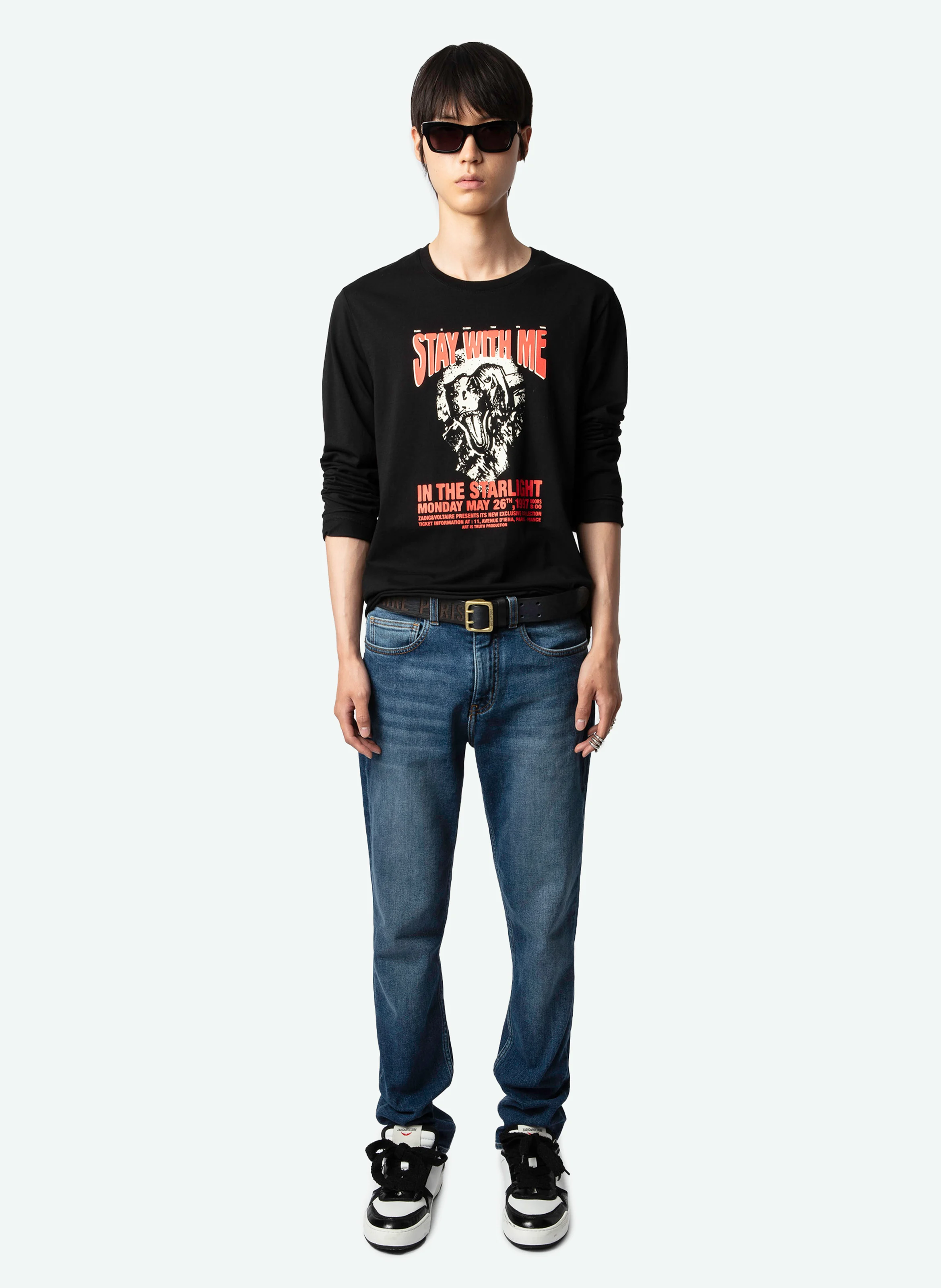 HECTOR - Tee-shirt col rond droit en coton bio sérigraphié | Noir