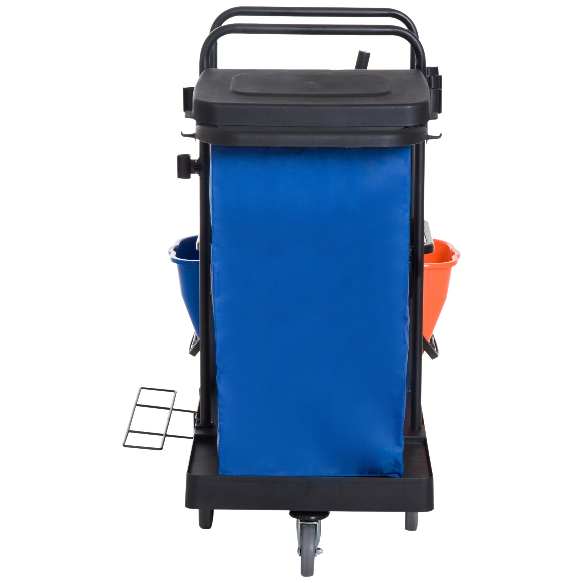 HOMCOM Putzwagen mit 4 leichtgängigen Rollen schwarz, blau, orange 111x 63,3x 103 cm (LxBxH)