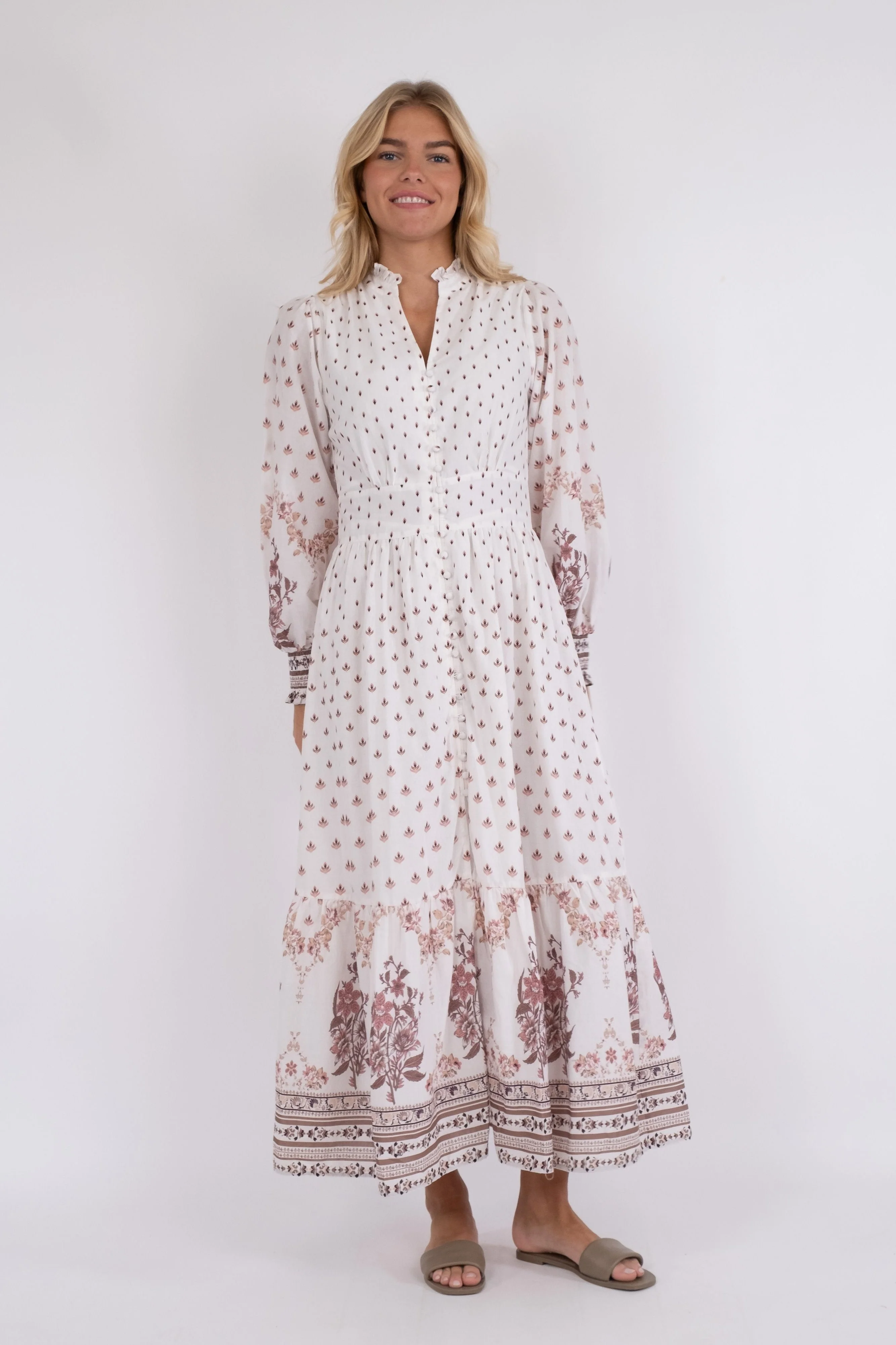 Neo Noir  Anabel Floral Border kjole - Rose