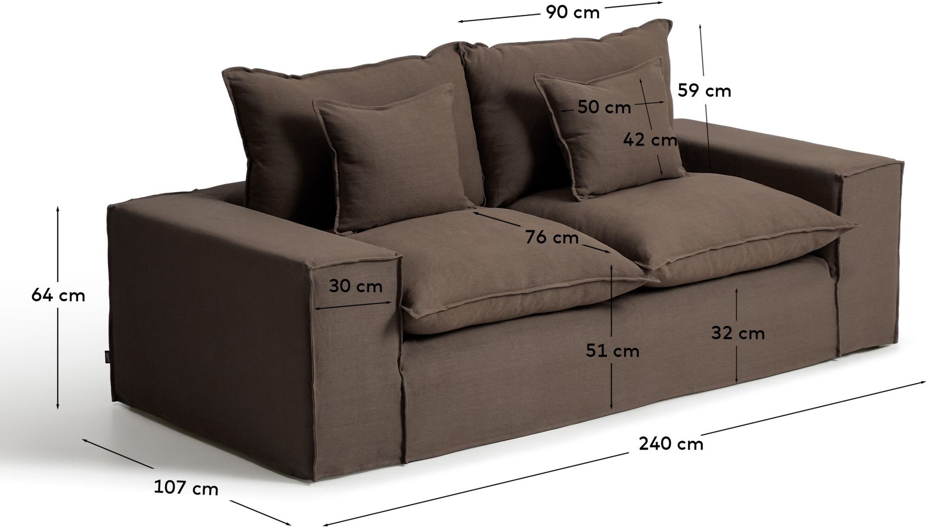 Kave Home Anarela Taupe 2-Zitsbank