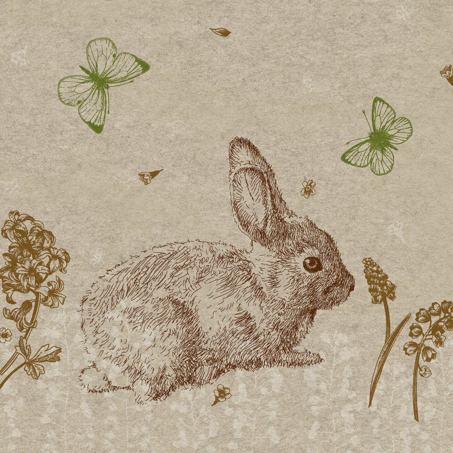 Duni paasservetten Cute Bunny bruin 33 x 33 cm 25 stuks