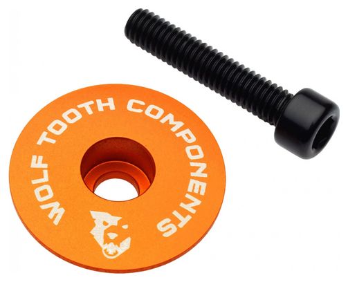 Capot de Direction Wolf Tooth Ultralight Stem Cap and Bolt Orange