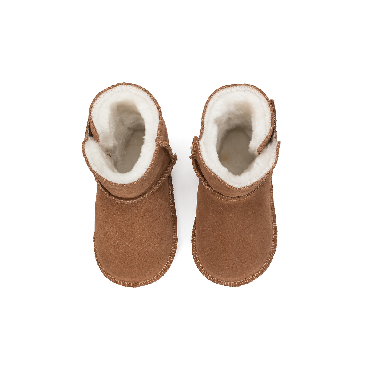 COLEÇÃO LA REDOUTE<br>Botas de cano curto em couro quente, forradas e com fecho de velcro