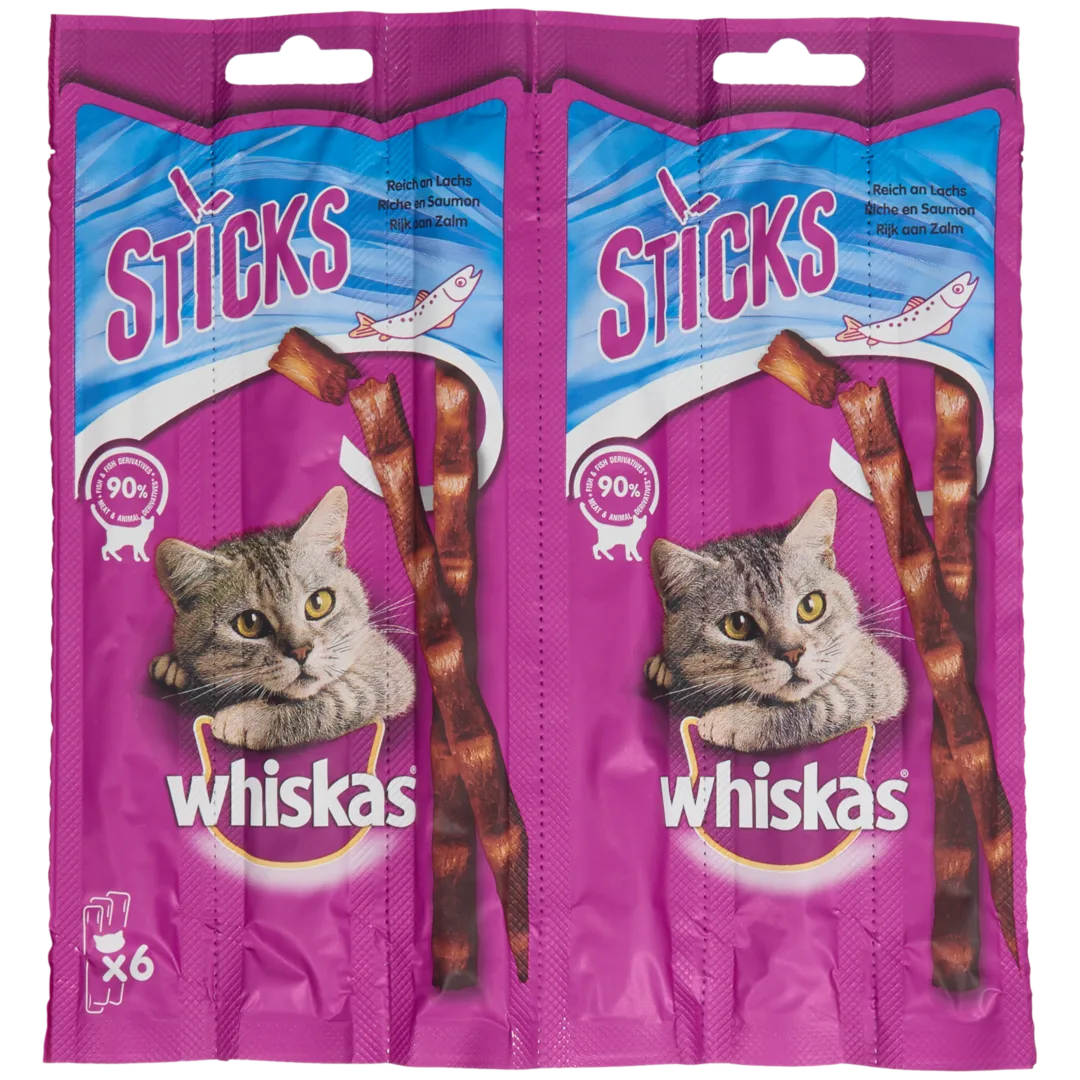 Whiskas kattensticks zalm 6 x 6 gram