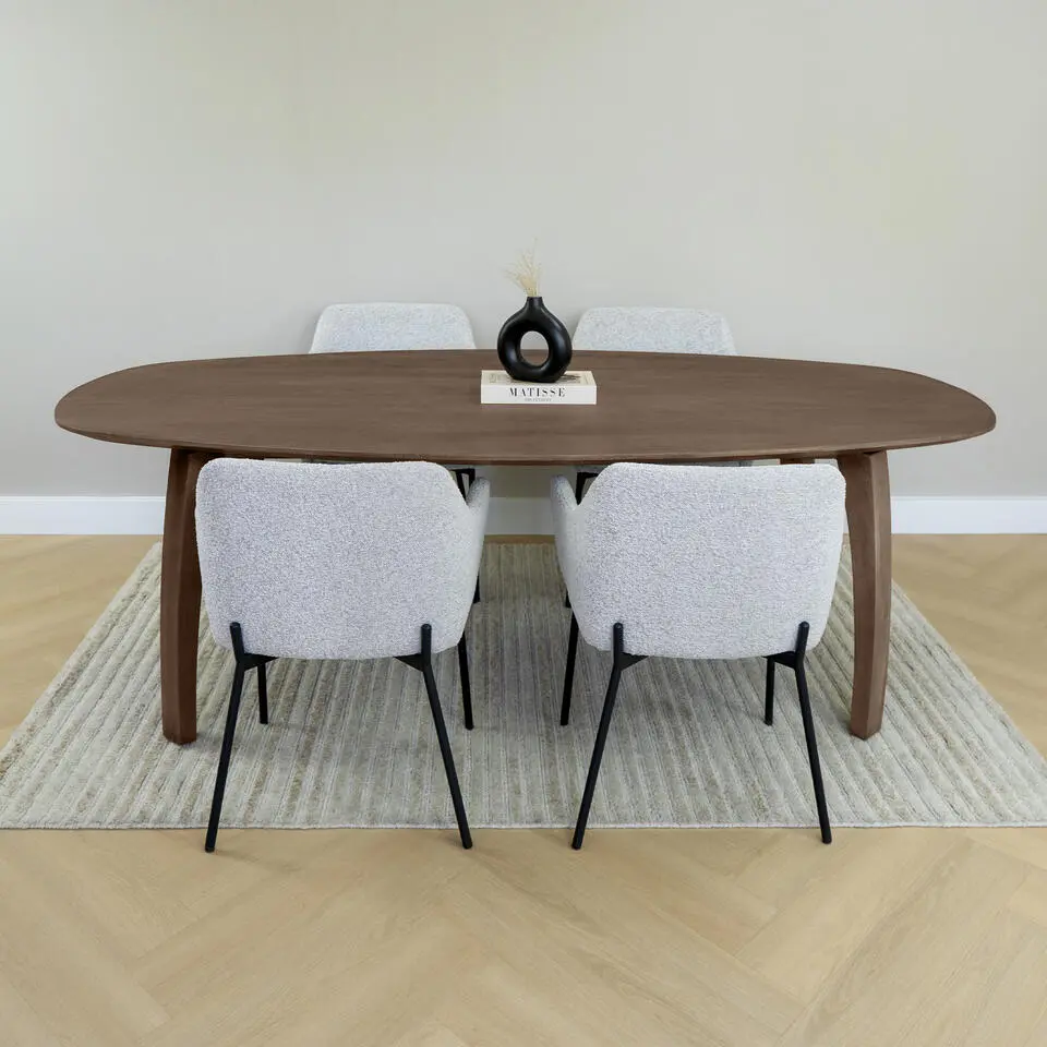 Lewis & Loft Eettafel Luna – Deens ovaal – 220 x 110 cm – Bruin