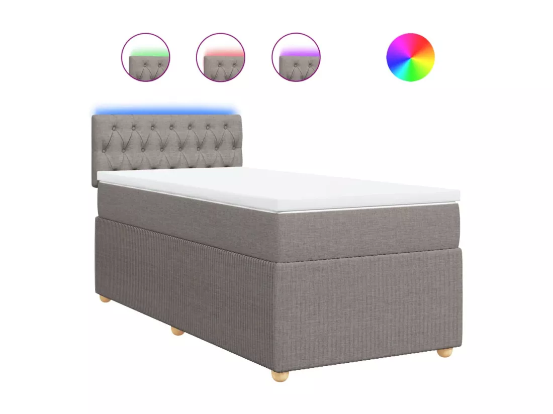 Sommier à lattes de lit avec matelas Taupe 90x190 cm Tissu