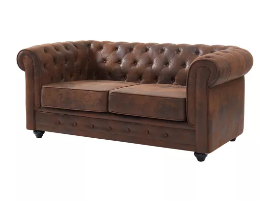Canapés 3 places 2 places et un fauteuil CHESTERFIELD en microfibre aspect cuir vieilli