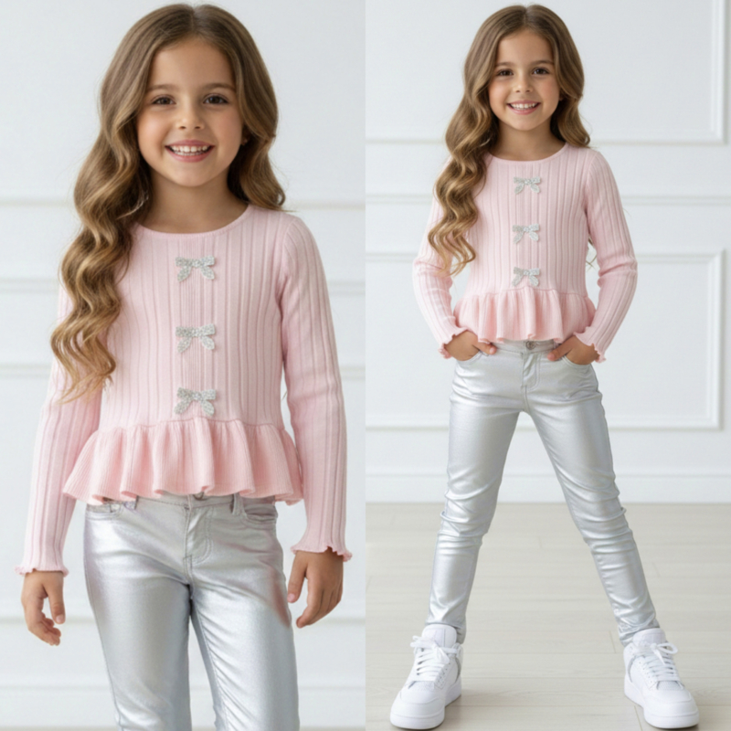 Your Sparkle Bow Peplum Shirt - roze