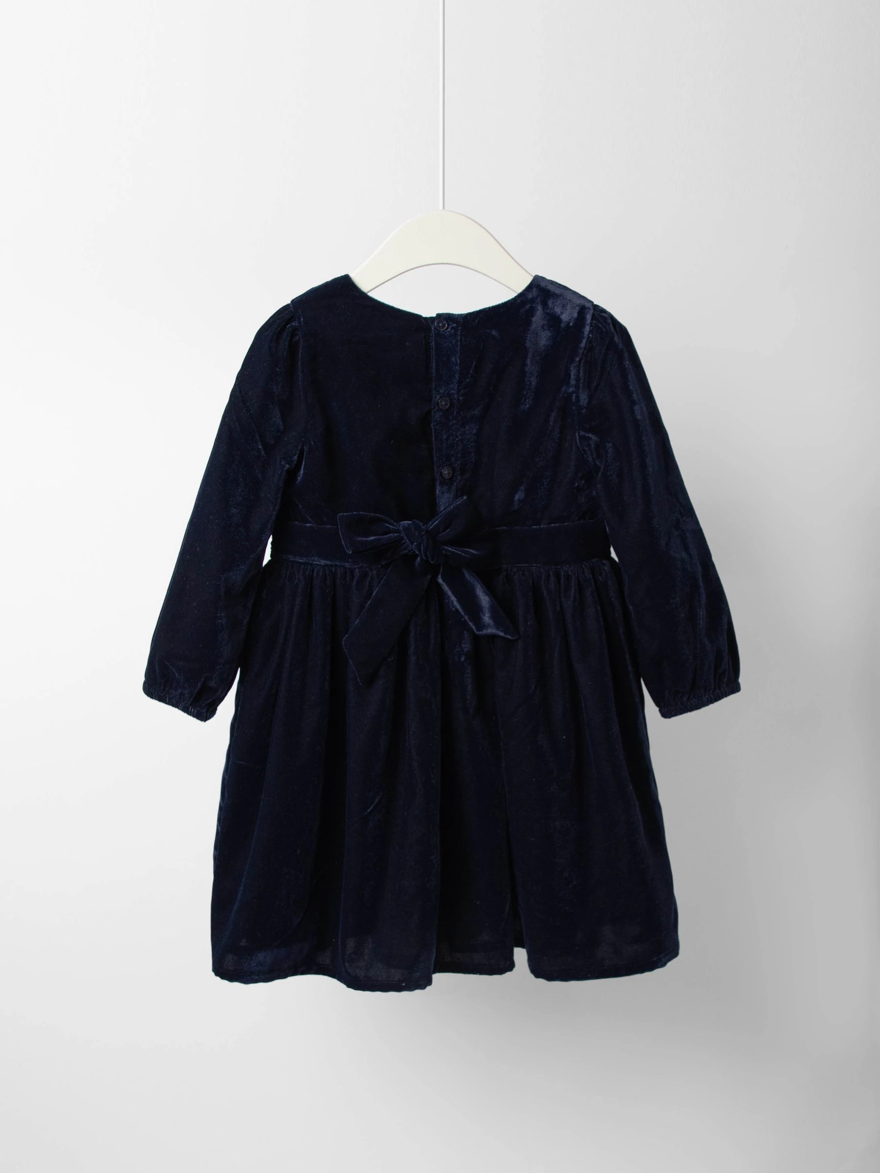 Donkerblauw - JoJo Maman Bébé Smocked Waist Velvet Party Dress