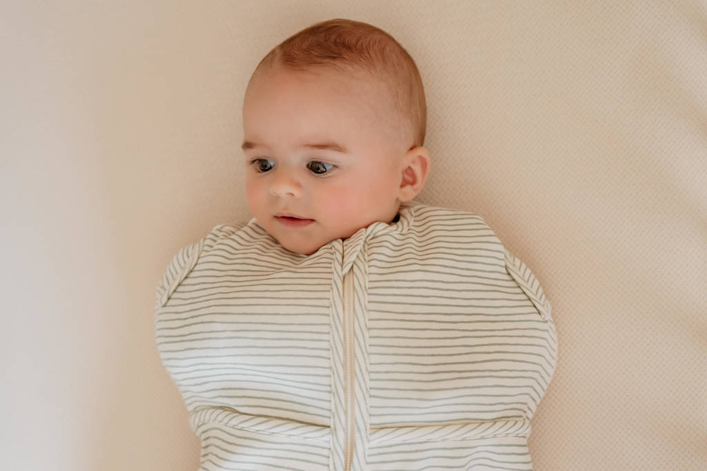 The Original Mini inbakerslaapzak Green Stripes 3-6 mnd