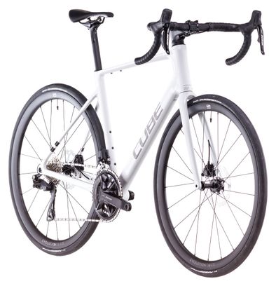 Vélo de Route Cube Attain C:62 SLX Shimano 105 Di2 12V 700 mm Blanc Cotton Gris 2025