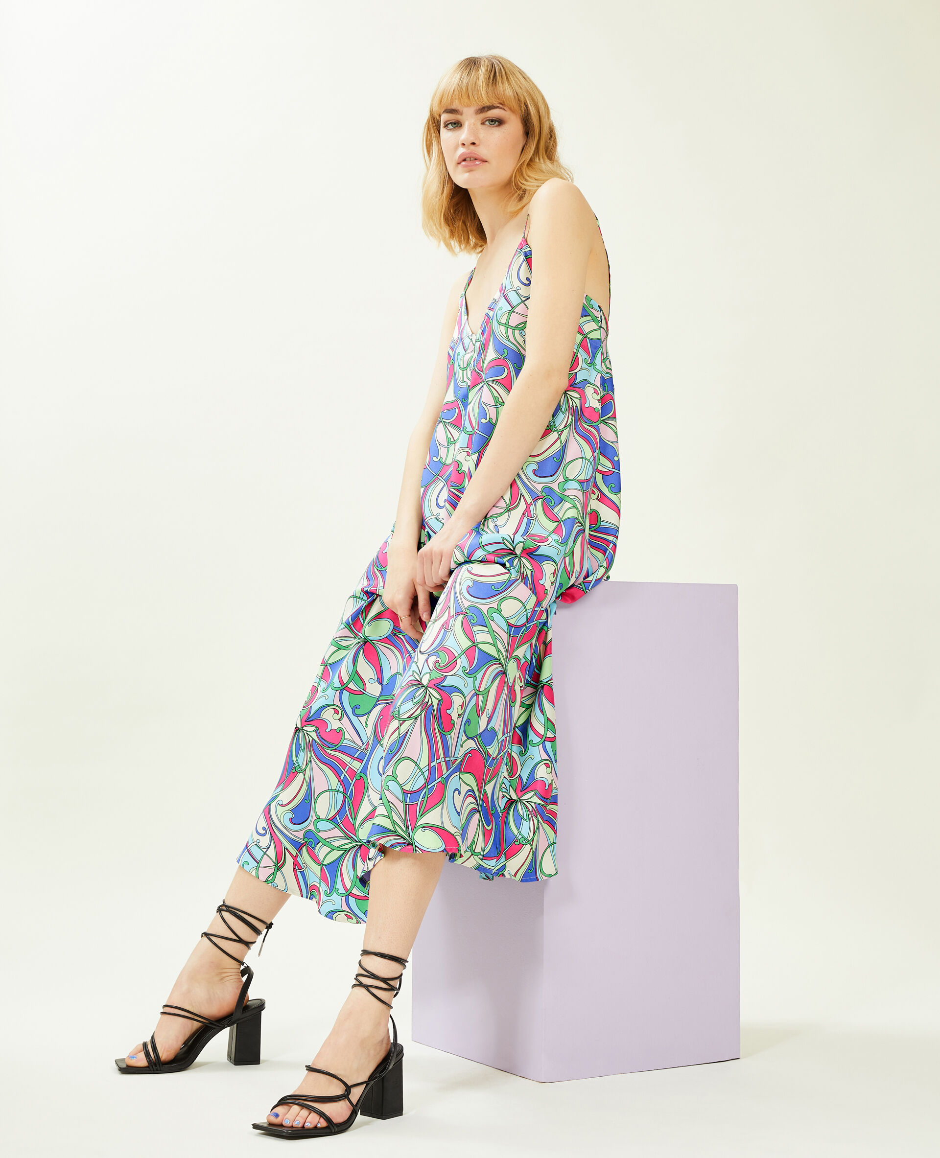 Robe dos-nu avec liens à nouer - Violet