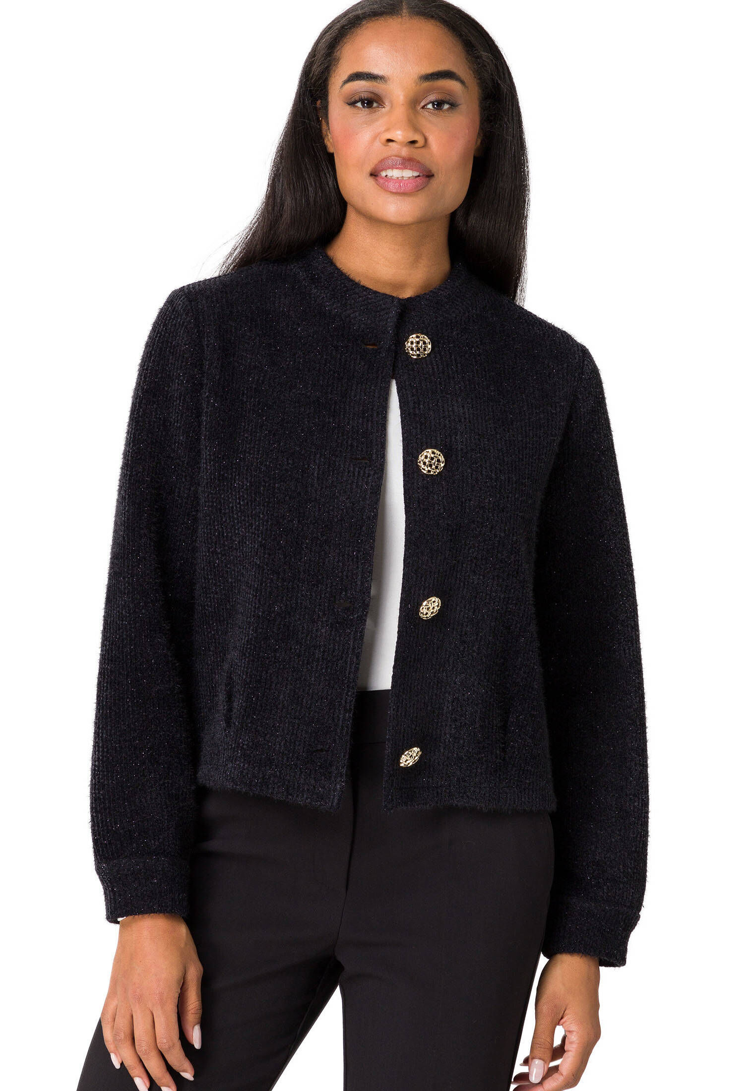 zero| Damen Sweatshirtjacke mit Knöpfen