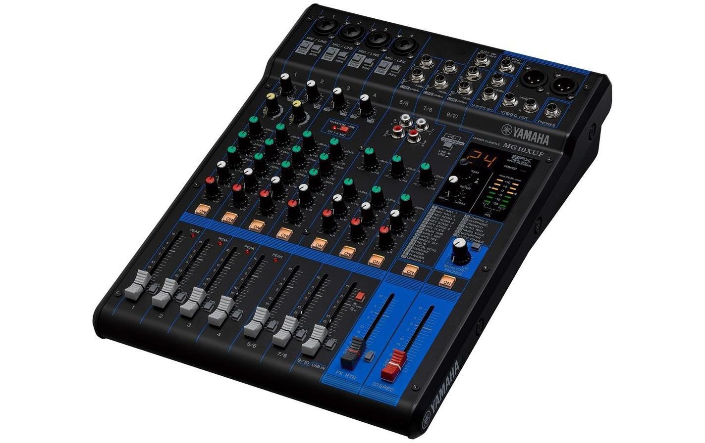 Mischpult MG10XUF - 10-Kanal, analog<br>Fader-Version des 10-Kanal-Analogmixers mit Effektsektion und USB-Audiointerface