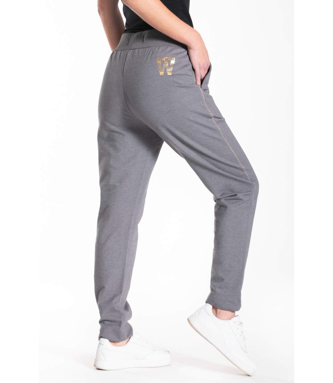 Pantalon jogg à coutures en fil lurex ZEVELYN NOIR