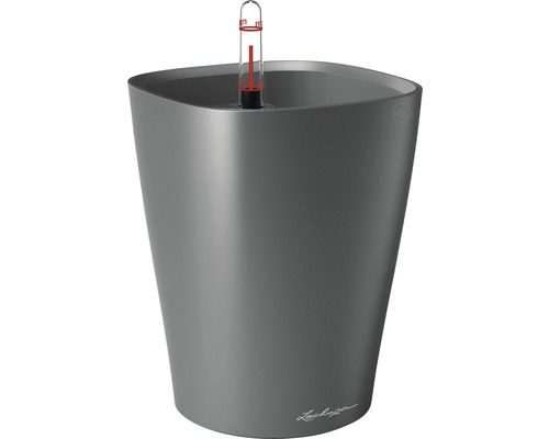 Lechuza Deltini kunststof bloempot Ø 14 H 18 cm antraciet incl. zelfbewateringssysteem en waterniveau-indicator