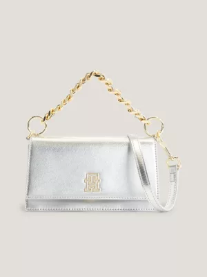 Bolsa transversal metálica com monograma TH