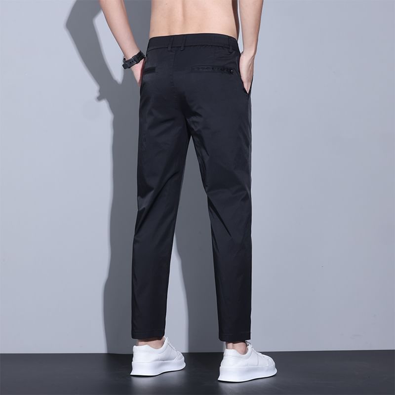 Denimic - Mid Rise Plain Cropped Tapered Pants