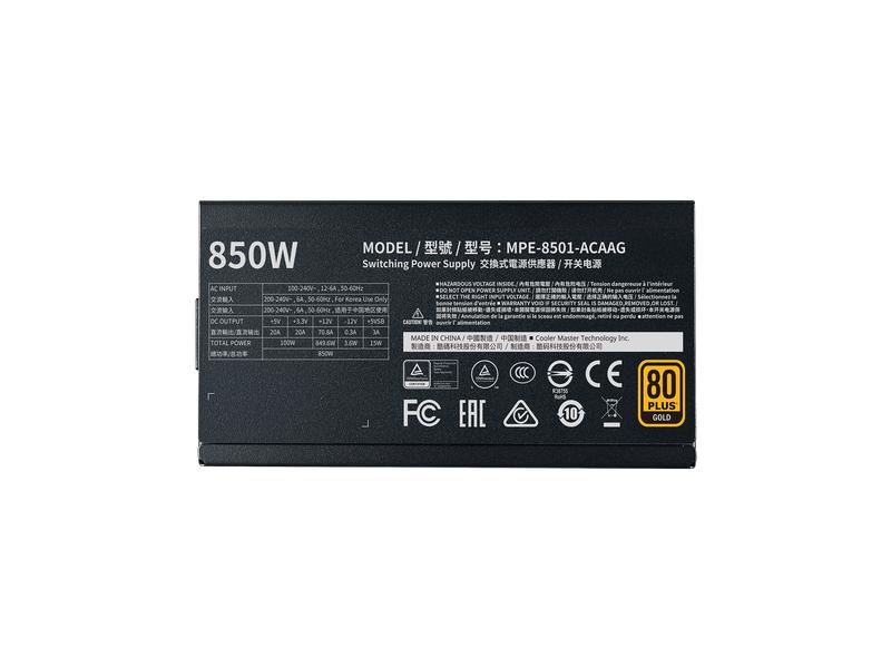 Cooler Master Netzteil Cooler Master MWE Gold V2 850 W Leises MWE Gold V2, 850W-Netzteil