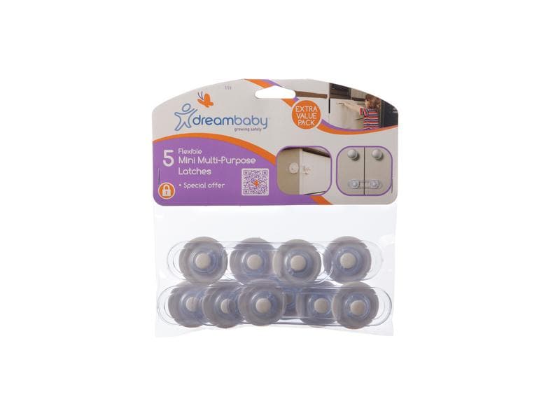 DREAMBABY Mehrzwecksicherung Mini transparent 5er Set Mini Multifunktionsverschlüsse 5 Stück