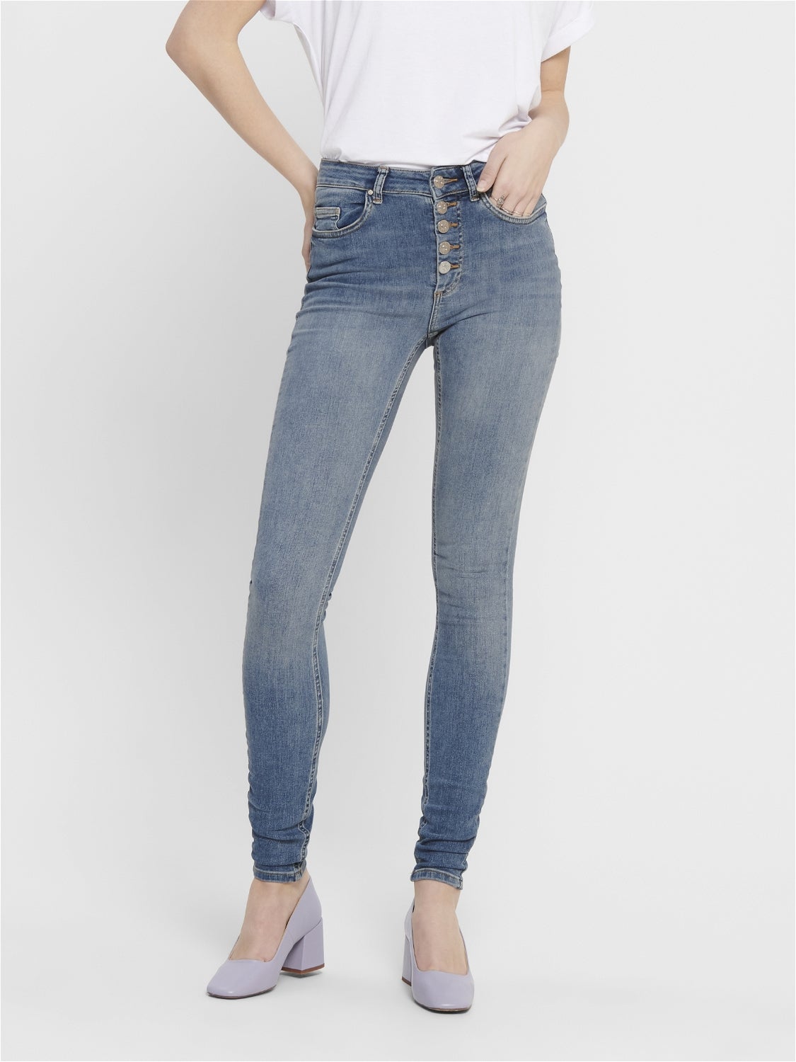 ONLBLUSH Hohe Taille Skinny Fit Jeans Medium Blue Denim