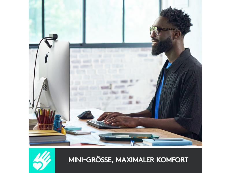 Logitech Tastatur MX Keys Mini Graphite CH-Layout Minimalistische kabellose Tastatur mit Tastenbeleuchtung