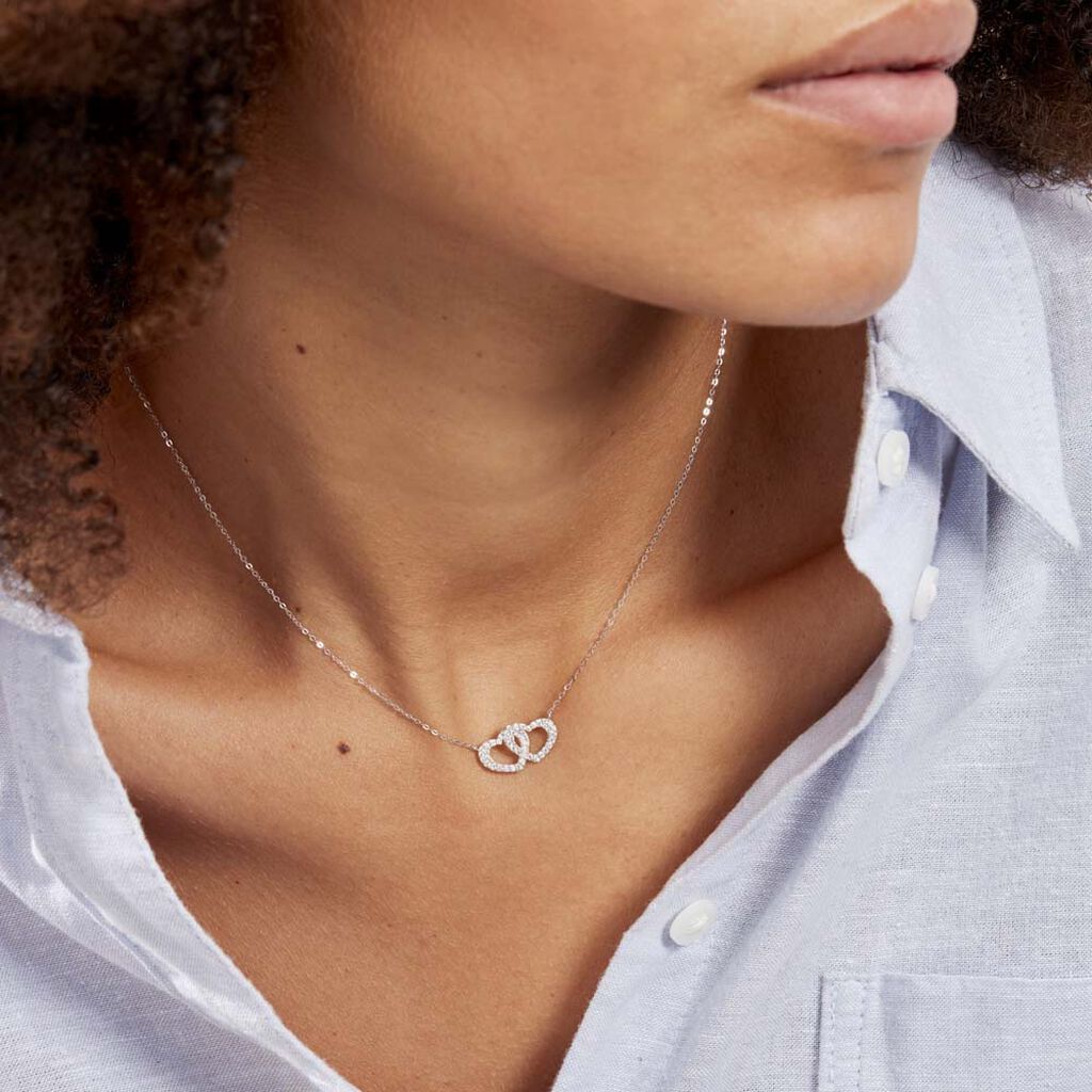 Collier Or Blanc Raoula Oxydes De Zirconium