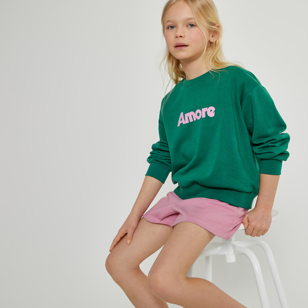 COLEÇÕES LA REDOUTE<br>Suéter de gola redonda Ferret em fleece, com a estampa Amore