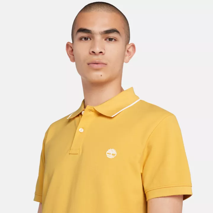Polo à col imprimé Millers River pour homme en jaune clair