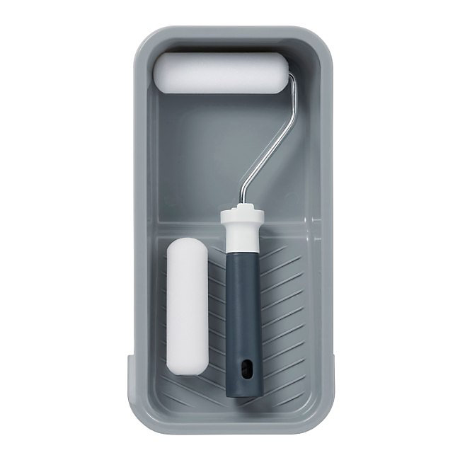 Lot mini rouleau laqueur + 1 manchon laqueur + bac de peinture GoodHome 100mm