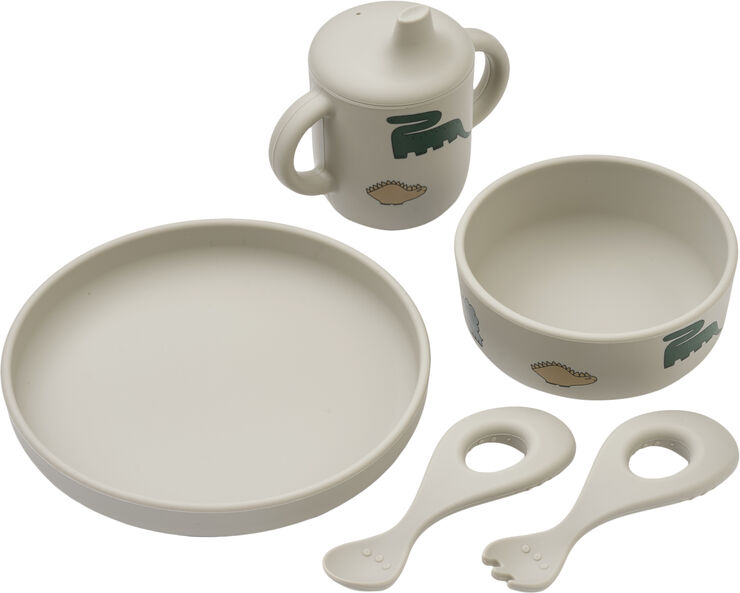 Liewood Ryle Printed Tableware Set Dinosaur Dinosaurs / mist