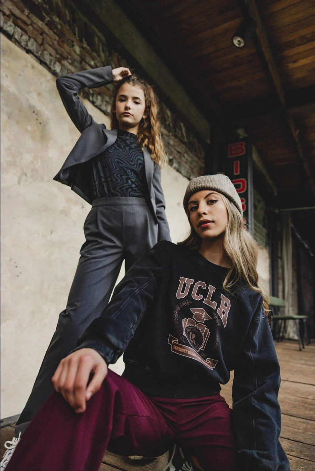 LOOXS sweater met printopdruk verwassen zwart